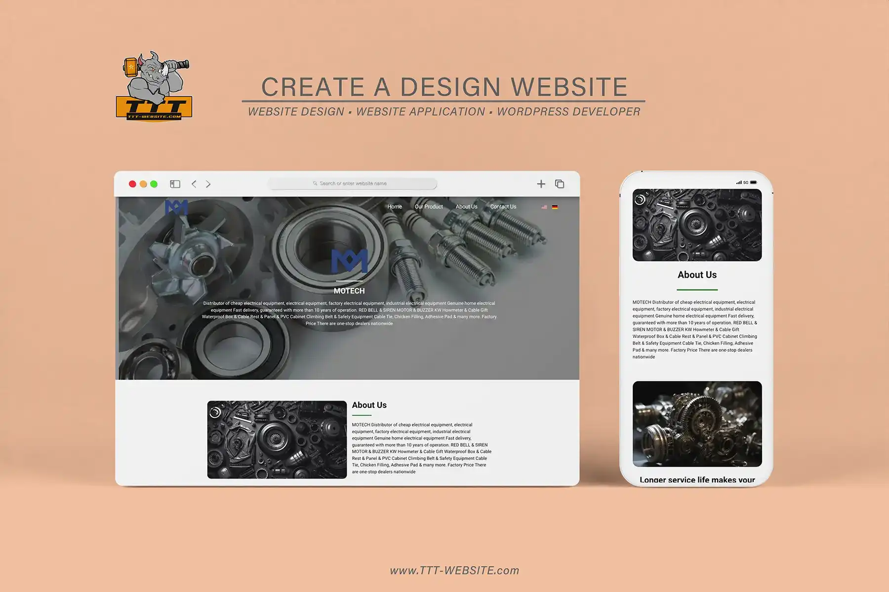 รับทำเว็บไซต์ รับออกแบบเว็บไซต์ เว็บไซต์สำเร็จรูป Wordpress ตัวอย่างเว็บไซต์ - จำหน่ายวัสดุ อุปกรณ์ เครื่องมือช่าง TTT-WEBSITE